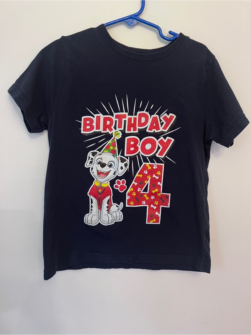 Paw Patrol Marshall 4th Birthday Boy Shirt Navy Short Sleeve - 5/6